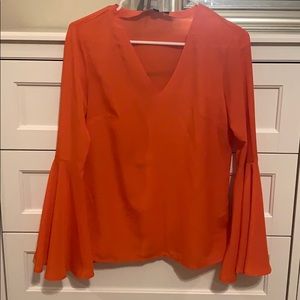 Orange bell sleeve blouse